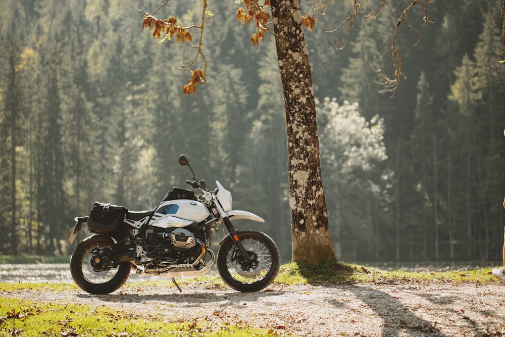 a motorcycle parked on a road