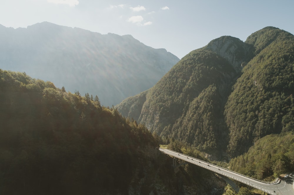 a road going through a valley