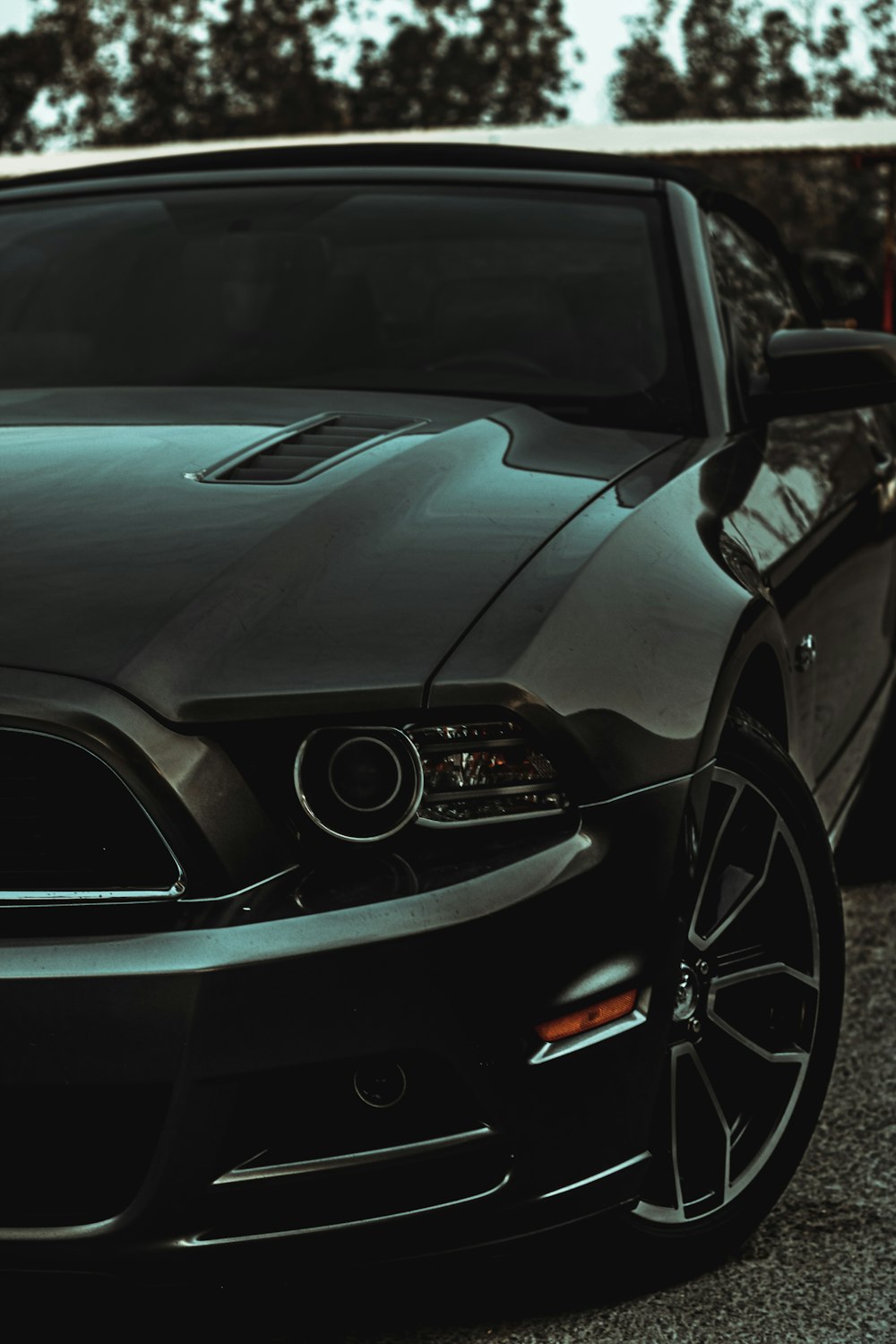 a black car parked