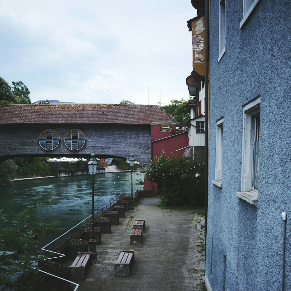 a body of water with buildings along it