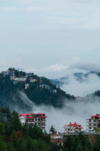 a city with a mountain in the background