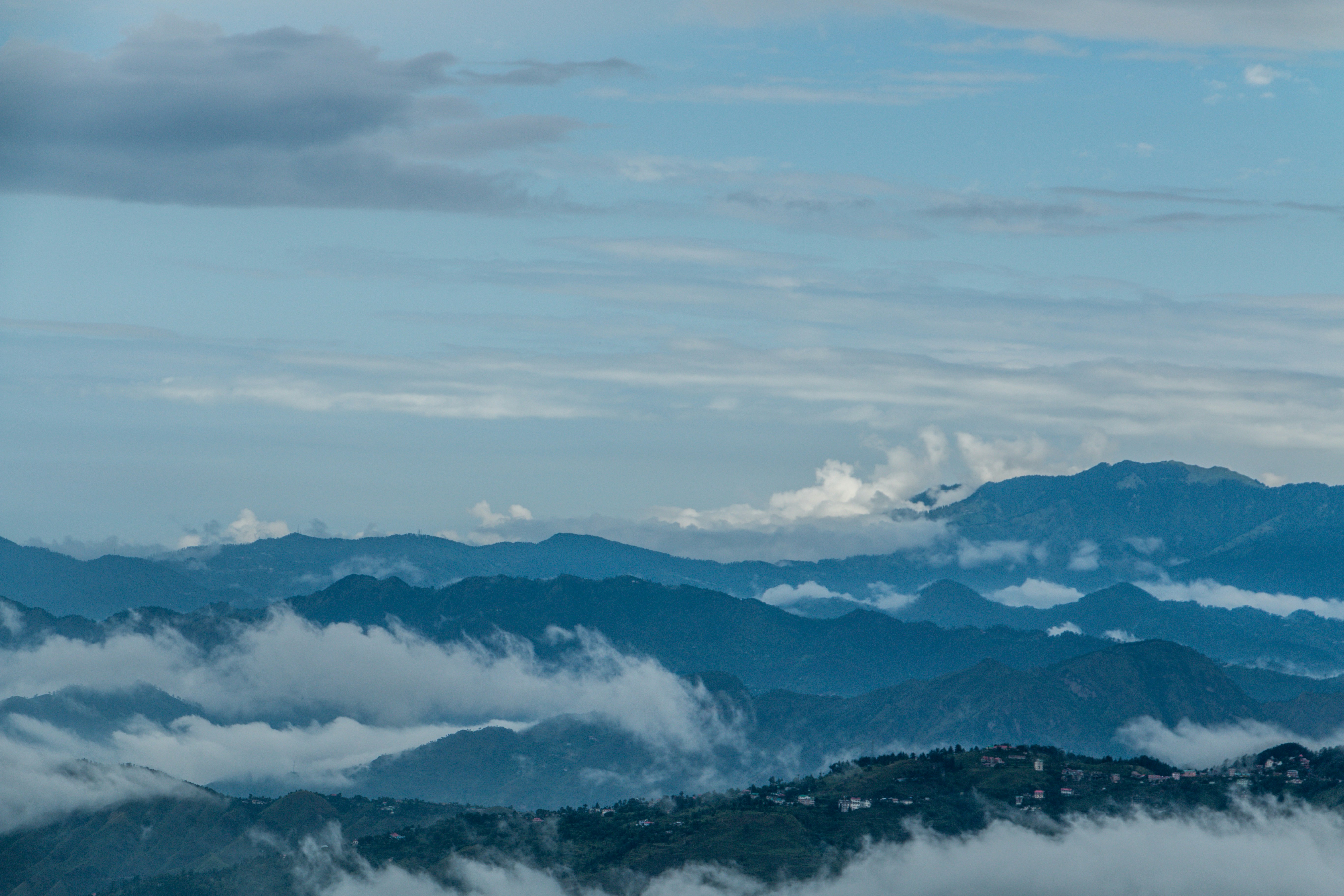 Shimla cityscape aerial view a scenic hill station in the Himalayas at Himachal Pradesh