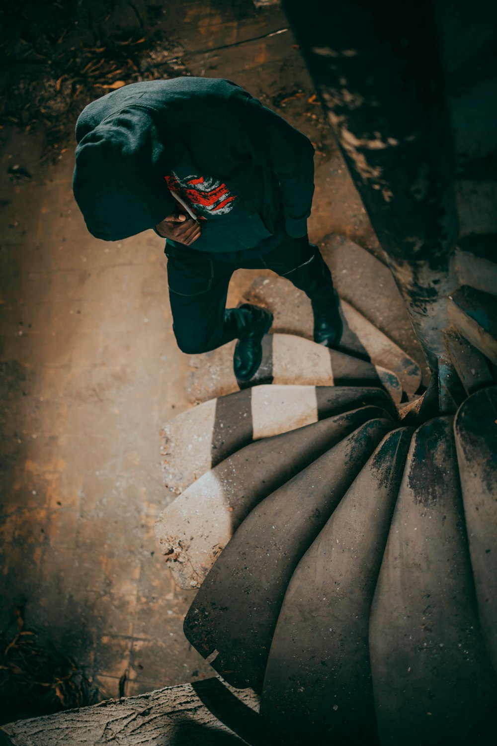 a person climbing a rock