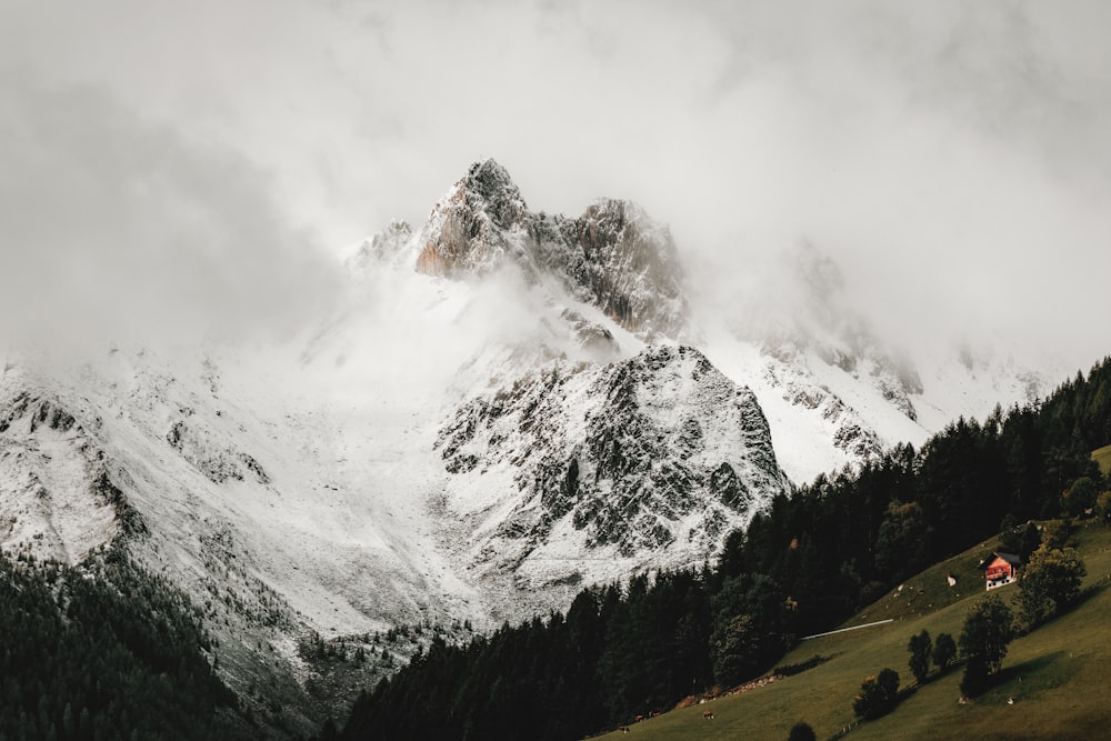 a mountain covered in clouds