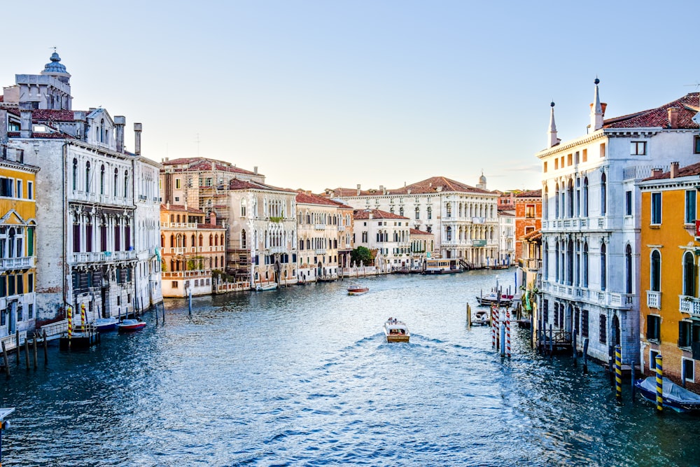 a body of water with buildings along it