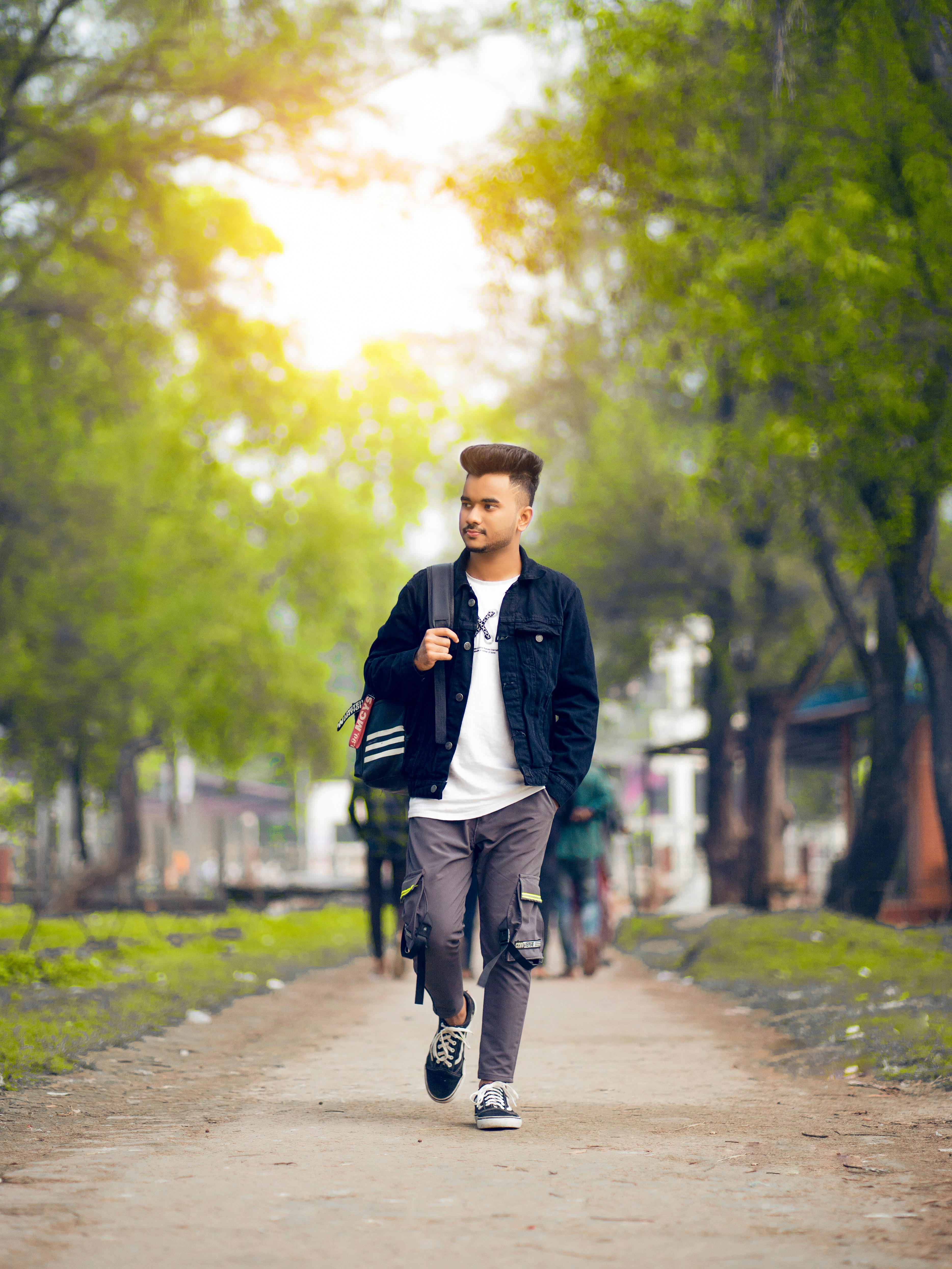 a man running on a path