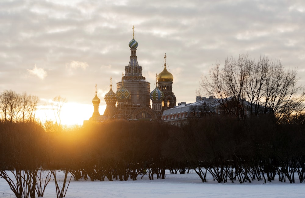 a building with towers and domes