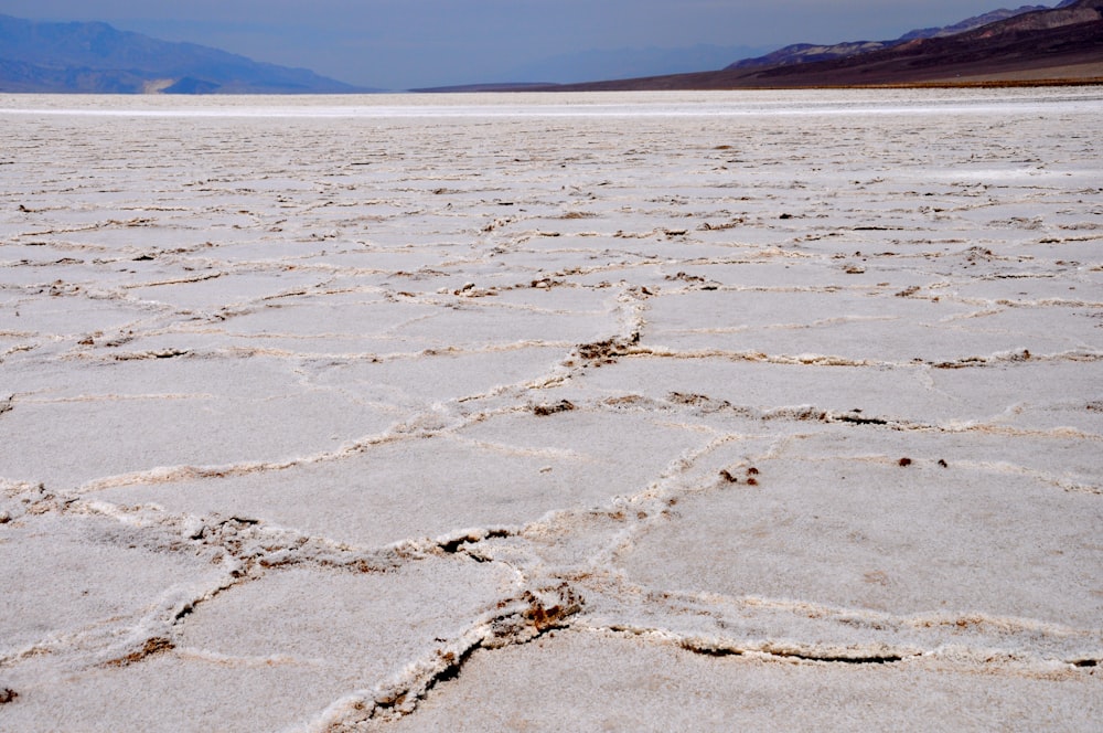 a large flat area with a few footprints in it