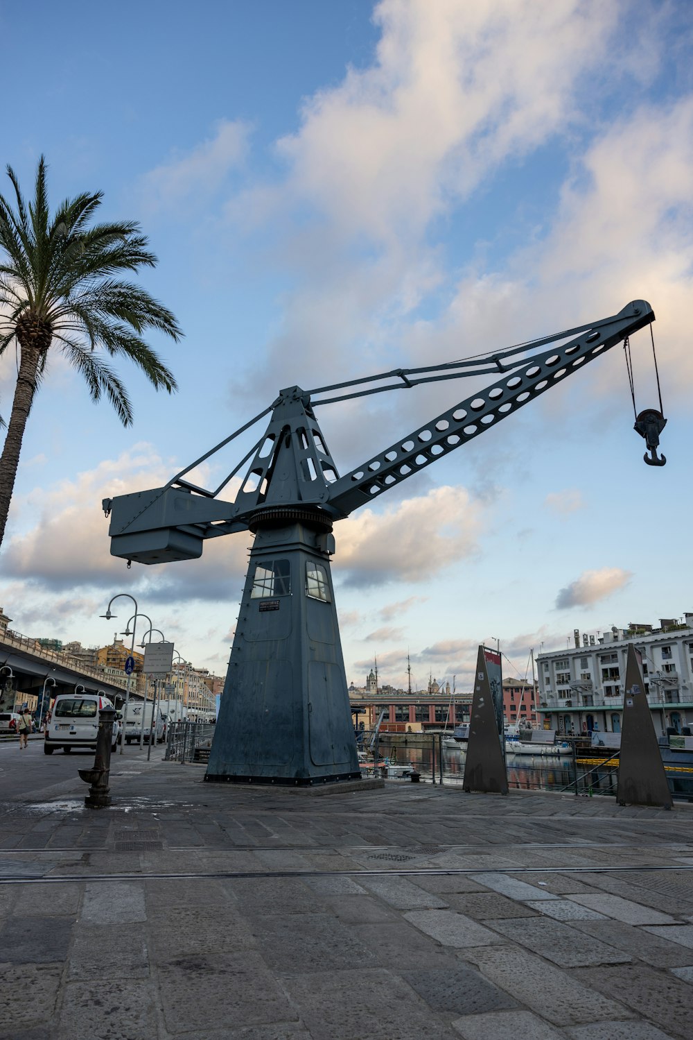 a large sculpture of a crane
