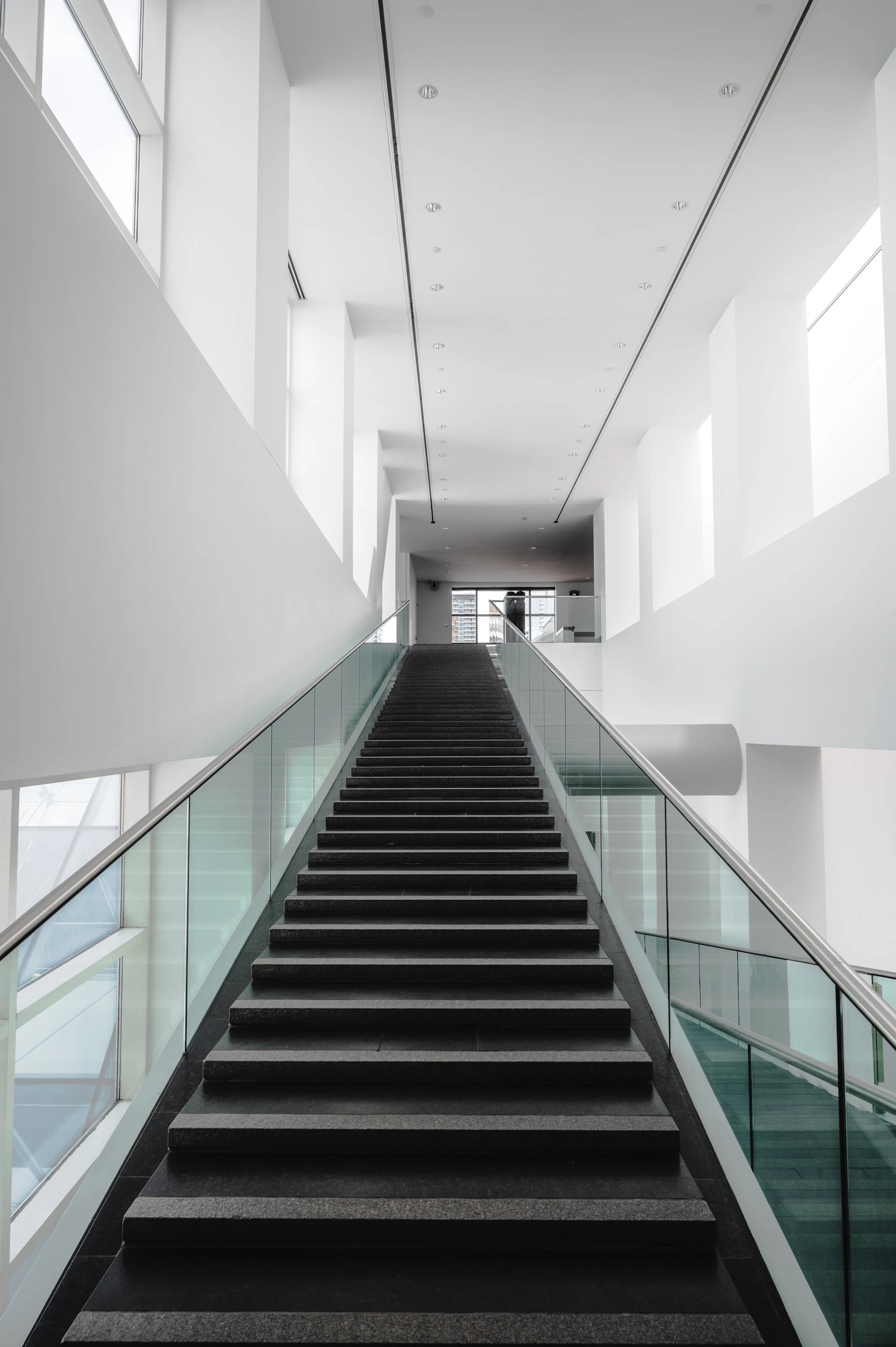 a staircase in a building