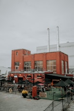 a building with a smokestack
