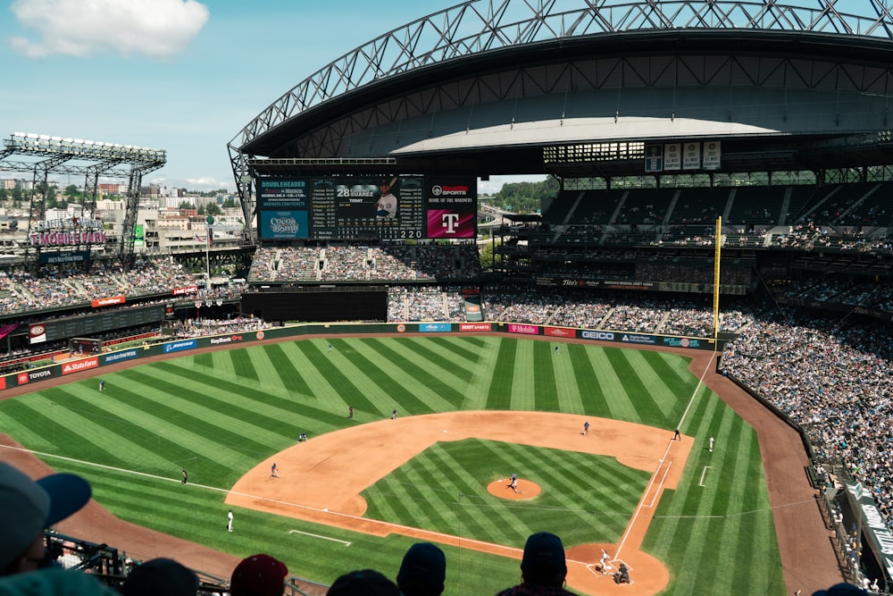 a baseball stadium with a full crowd