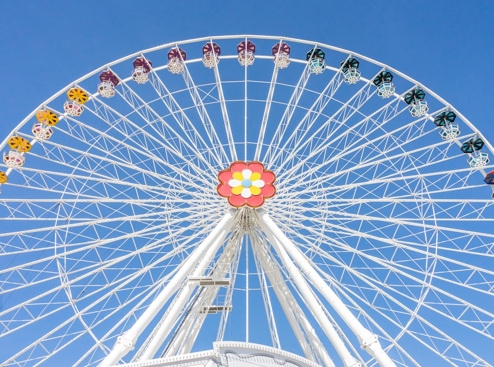 a ferris wheel with a blue sky