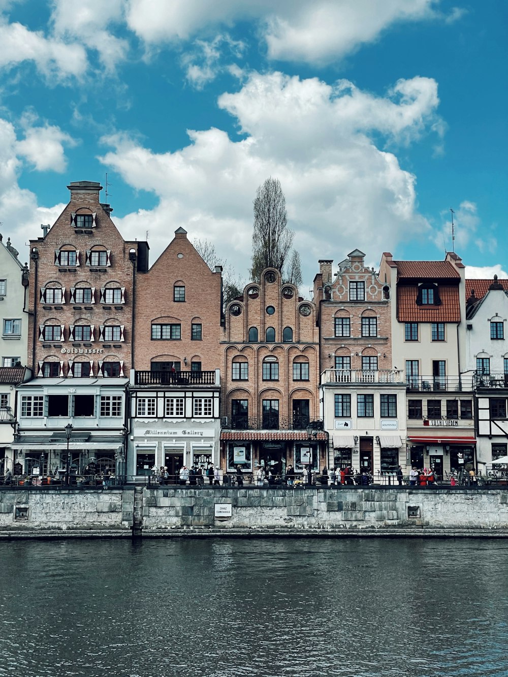 a body of water with buildings along it