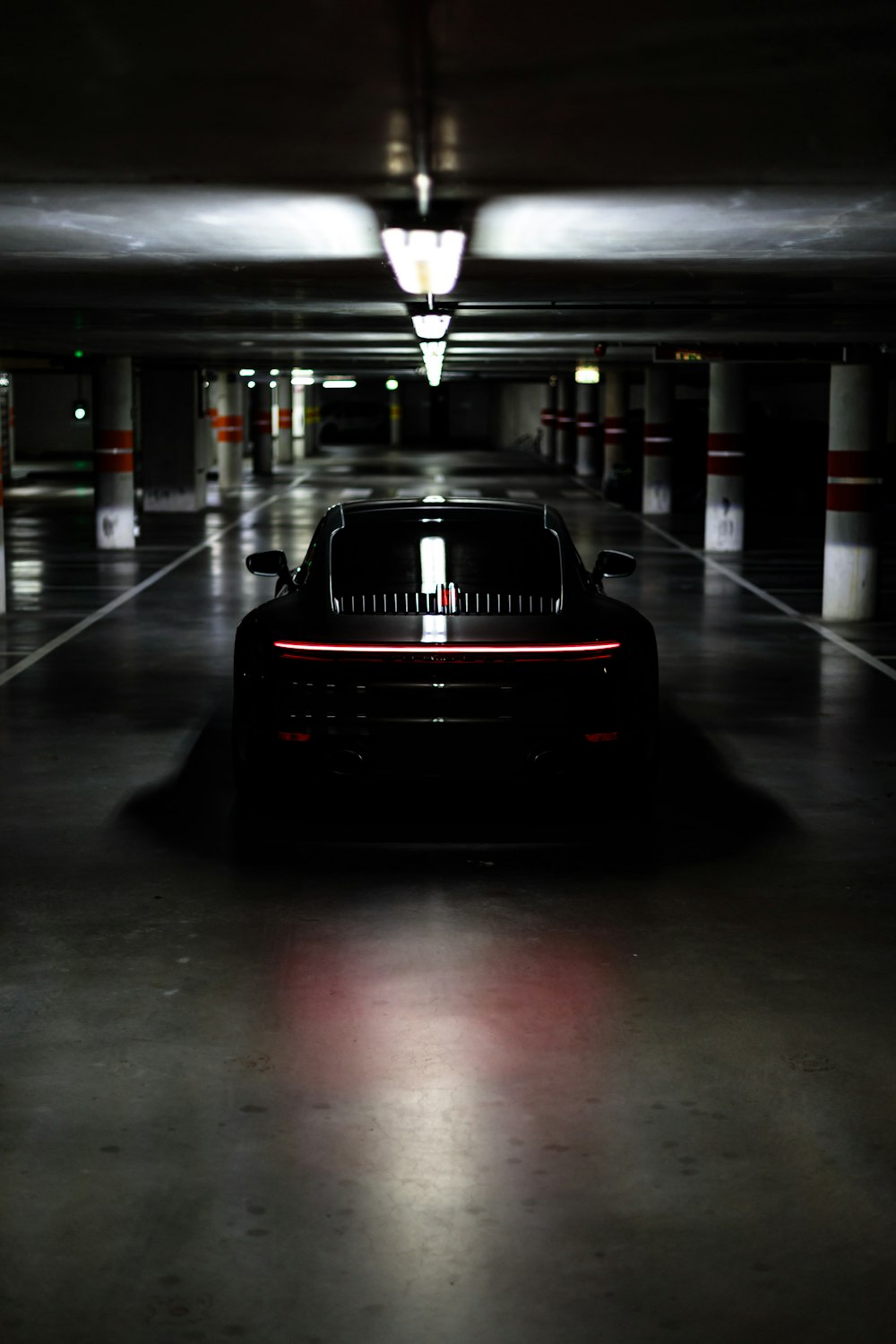 a car parked in a parking garage