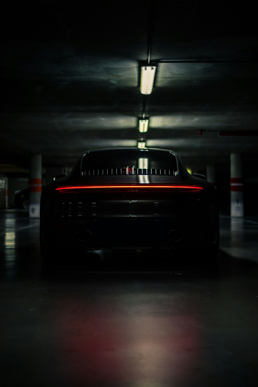 a car parked in a parking garage