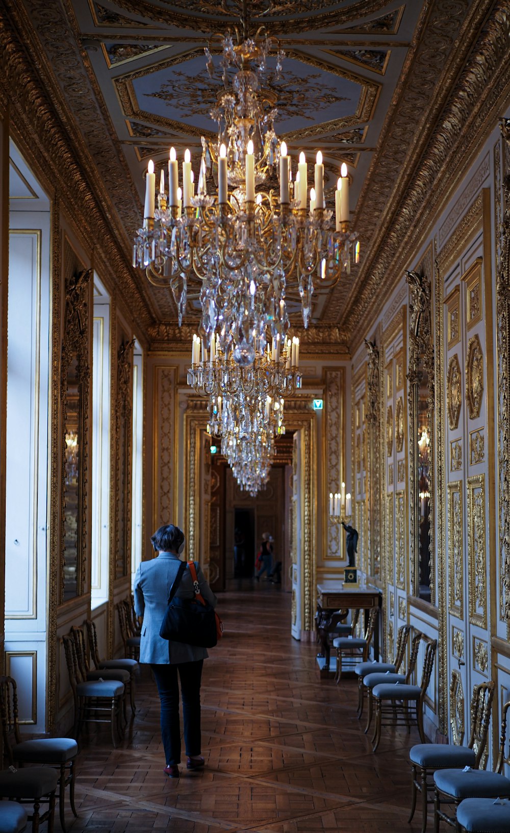 a person standing in a hallway