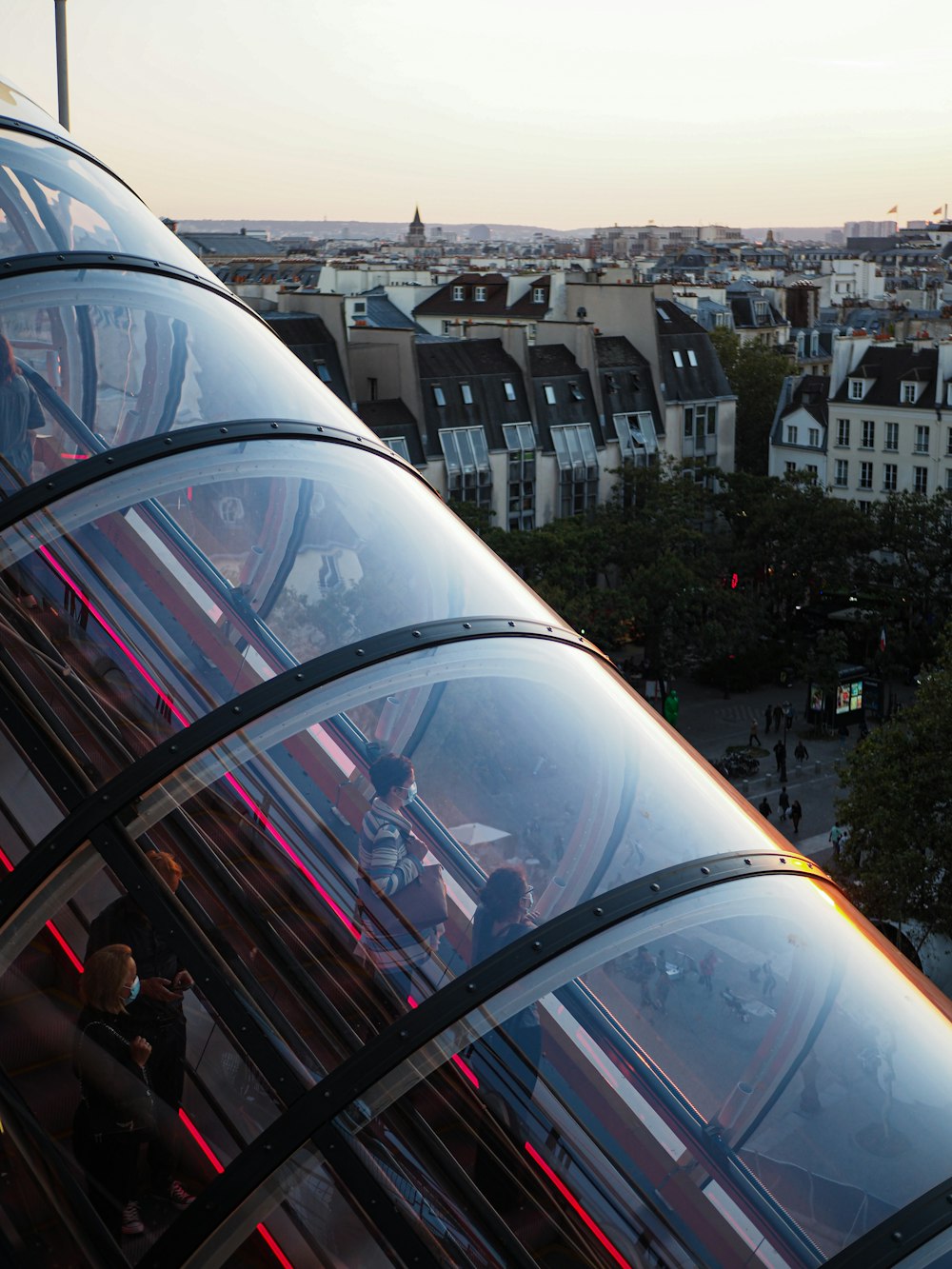 a train going through a city