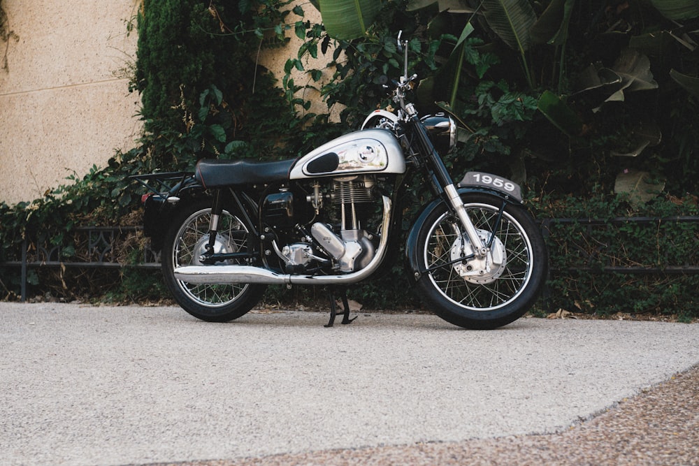 a motorcycle parked on the side of a road