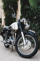 a motorcycle parked on the side of the road