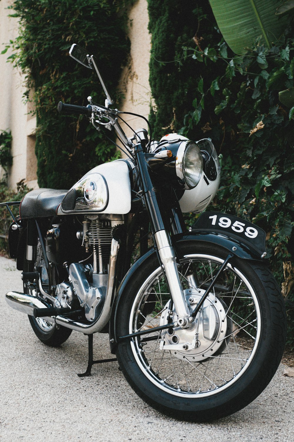 a motorcycle parked on the side of the road