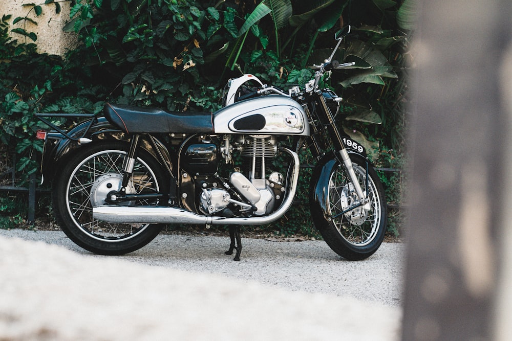 a motorcycle parked on pavement