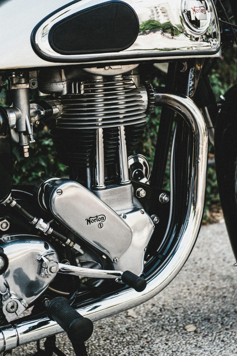 a motorcycle with its front facing the camera