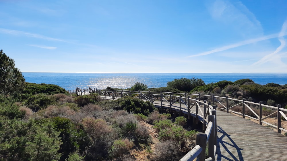 a wooden bridge over a body of water