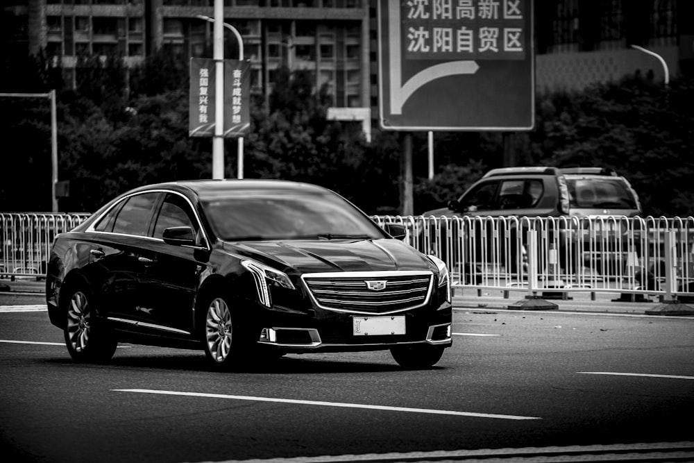 a black car on the street