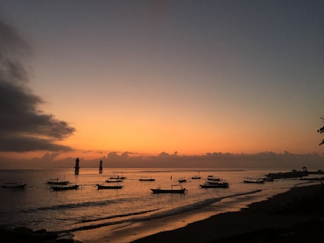 a beach with boats in it