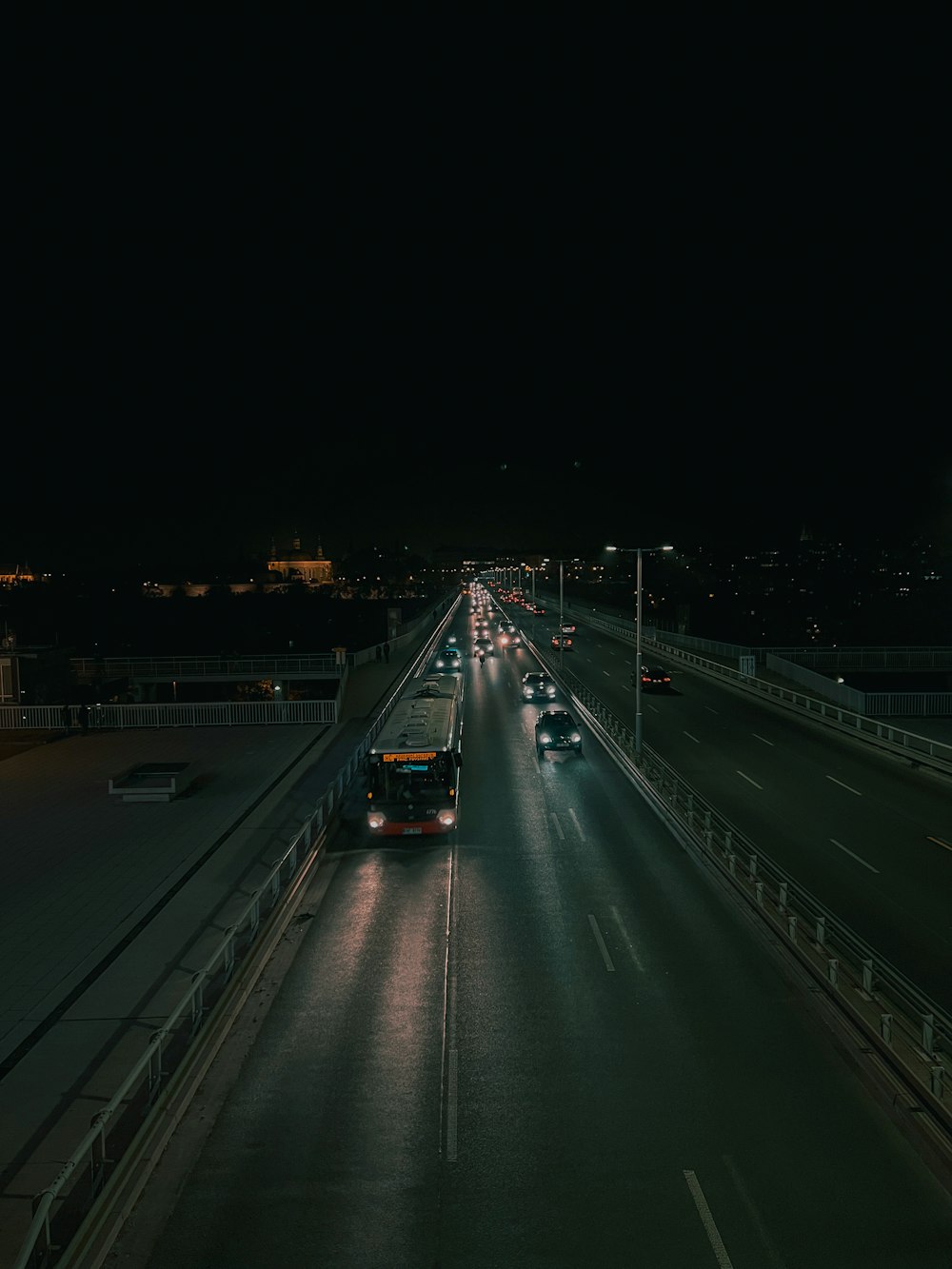 a highway at night