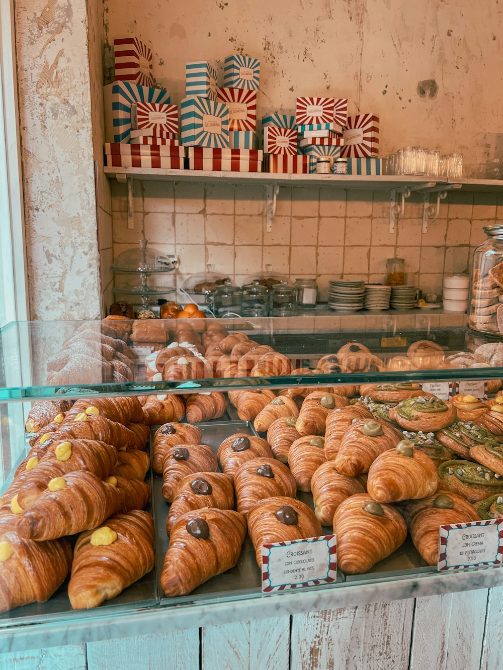 a display of breads