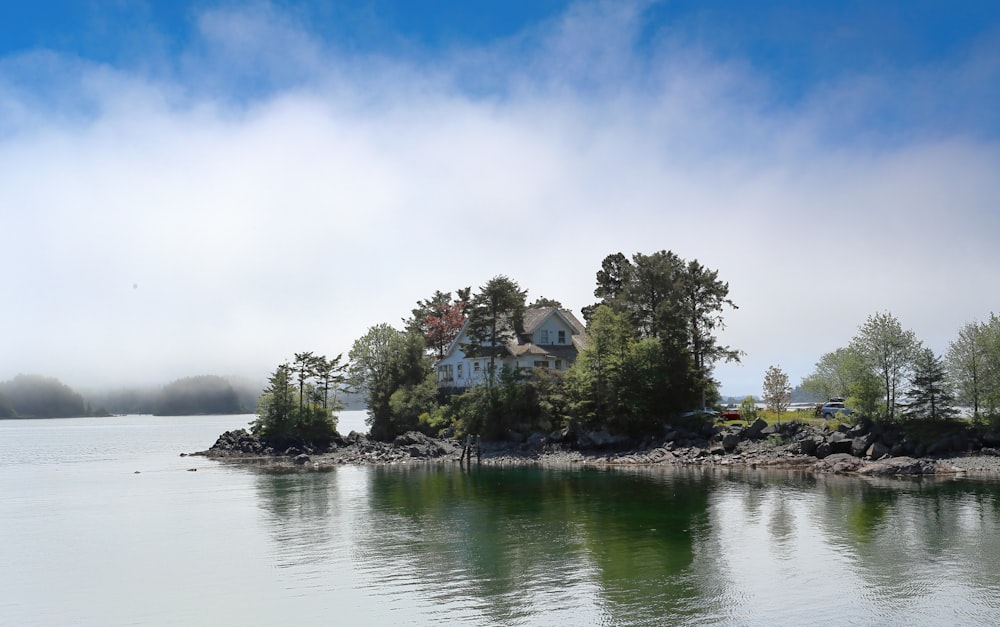 a house on a rocky island