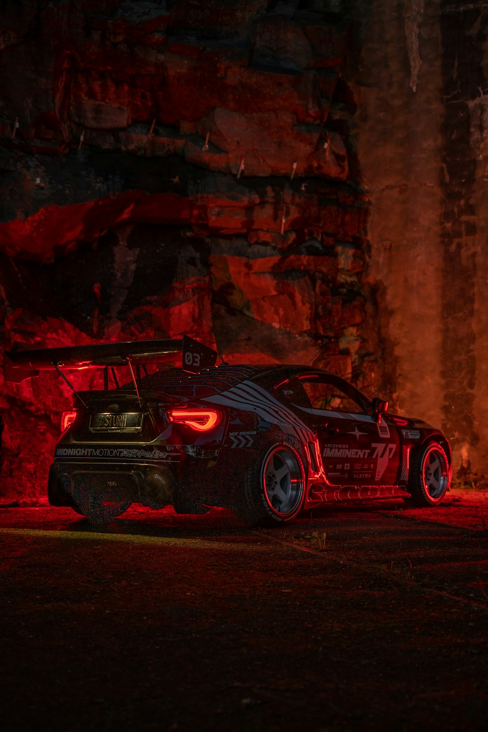 a race car in a tunnel