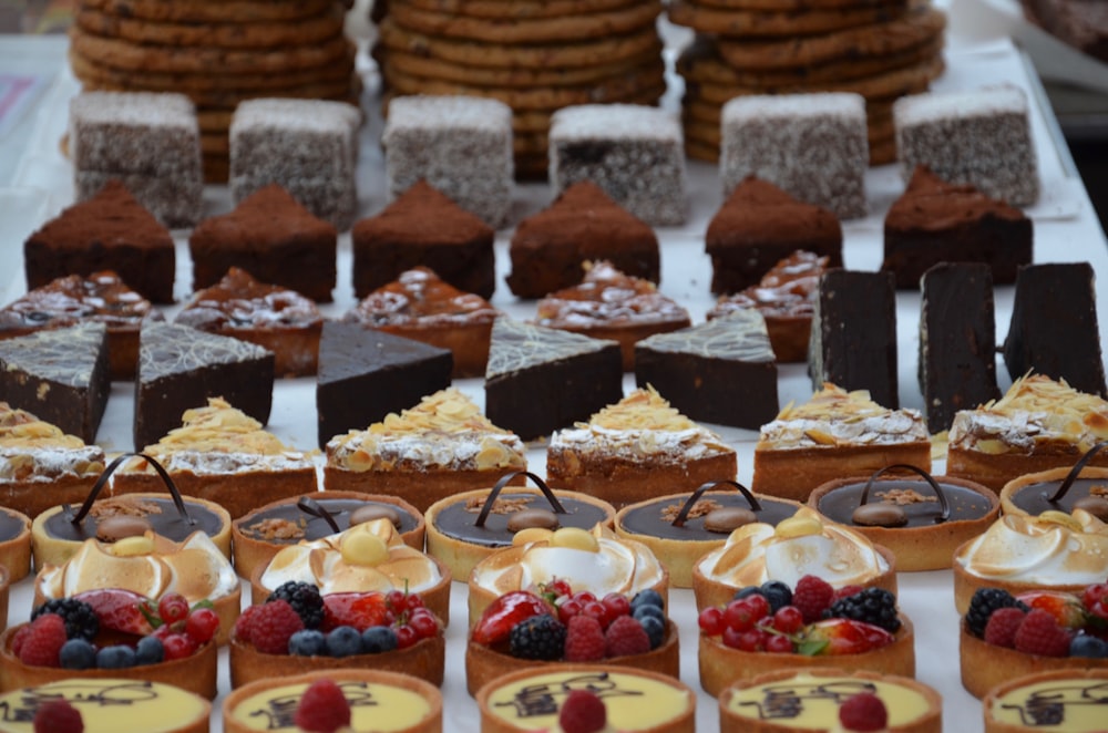 a tray of desserts