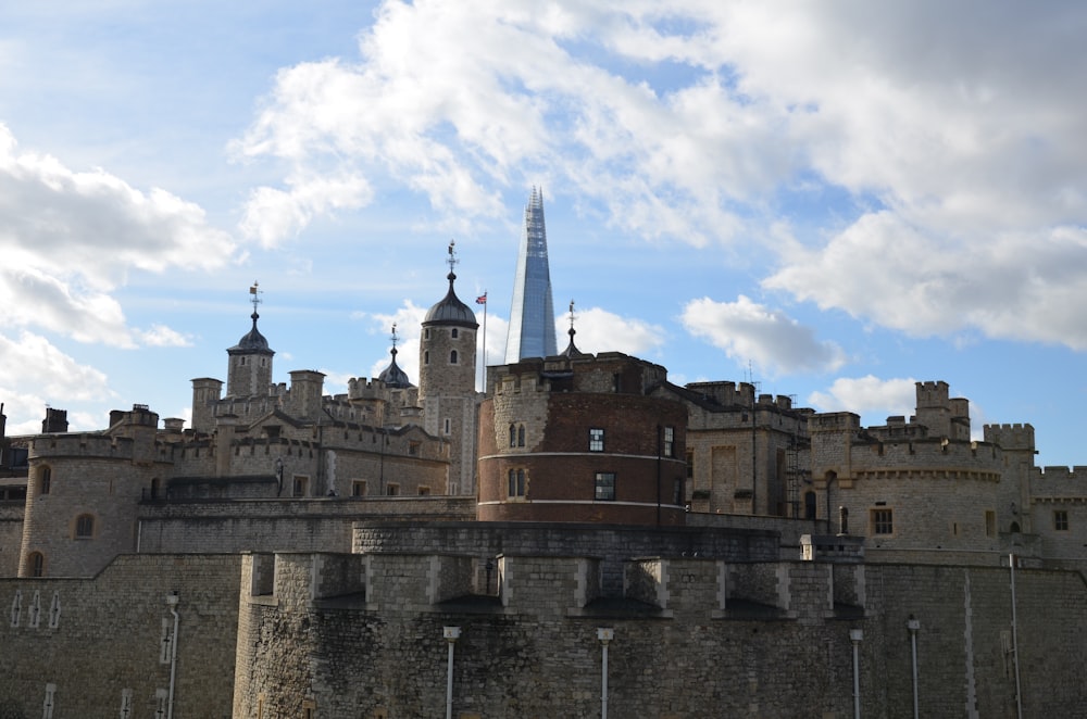 a large stone building with towers