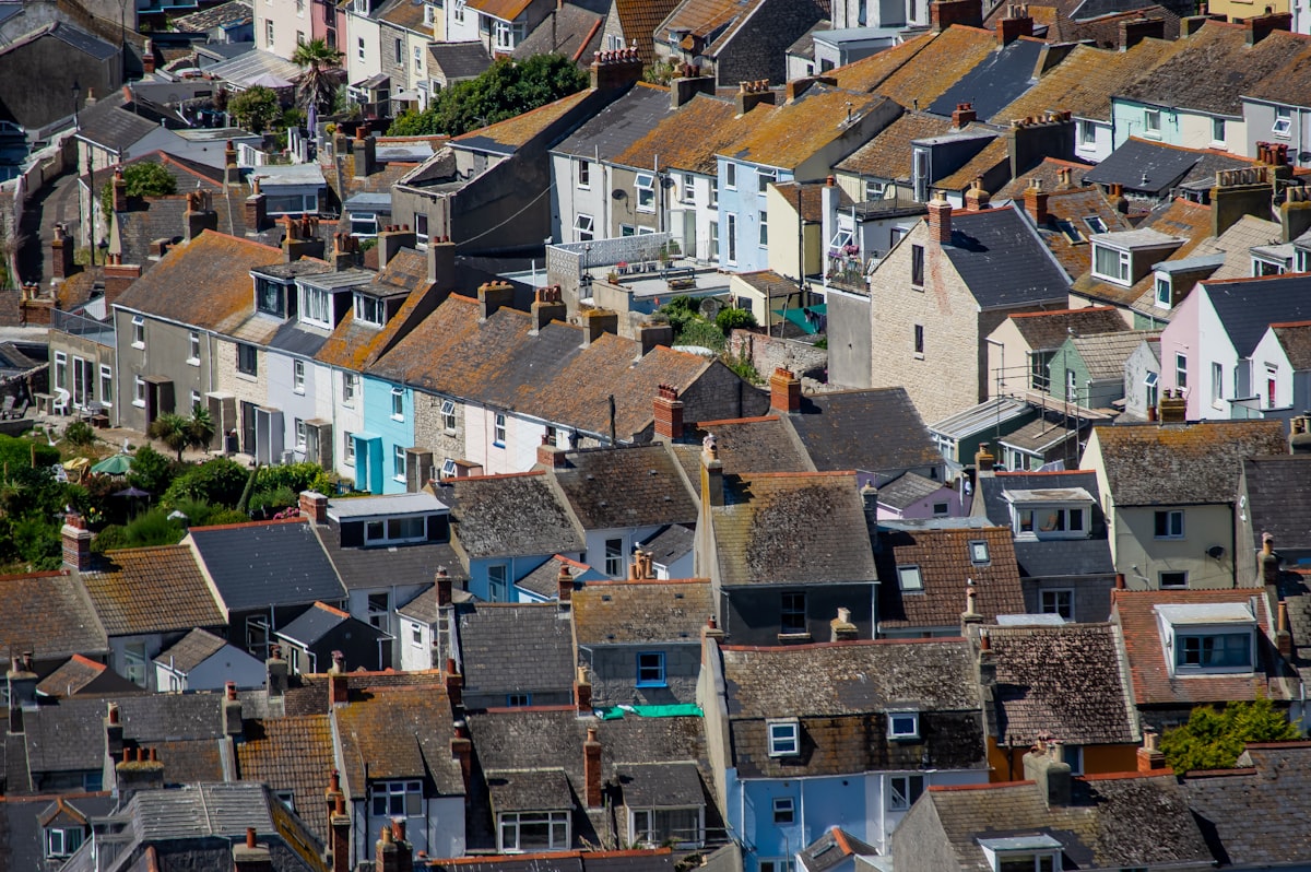Rows of houses typical of West Lancashire towns such as Skelmersdale and Ormskirk