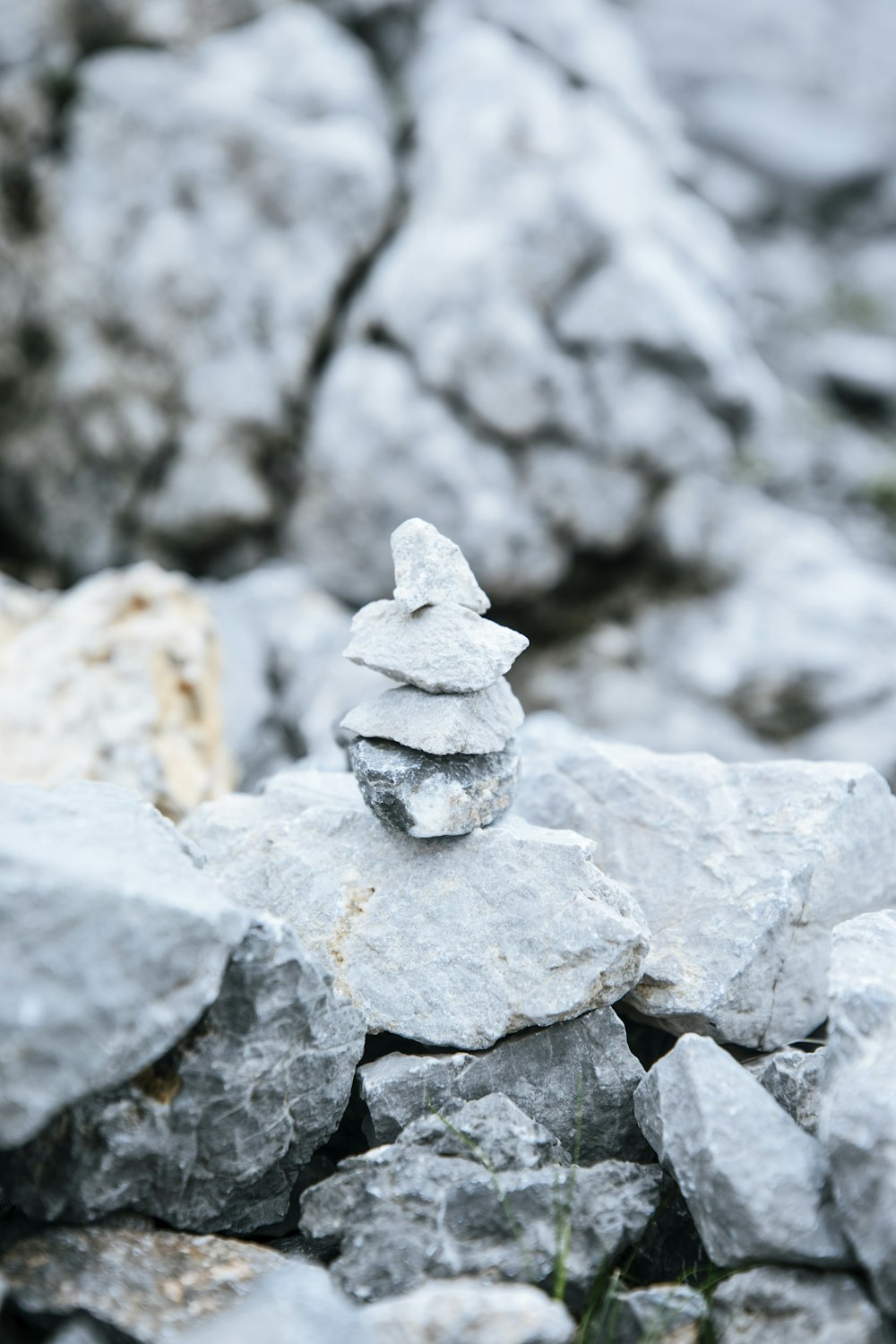 Un bonhomme de neige sur les rochers