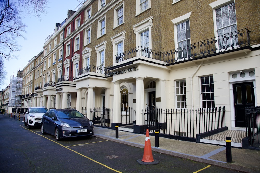 a street with cars parked on the side of it