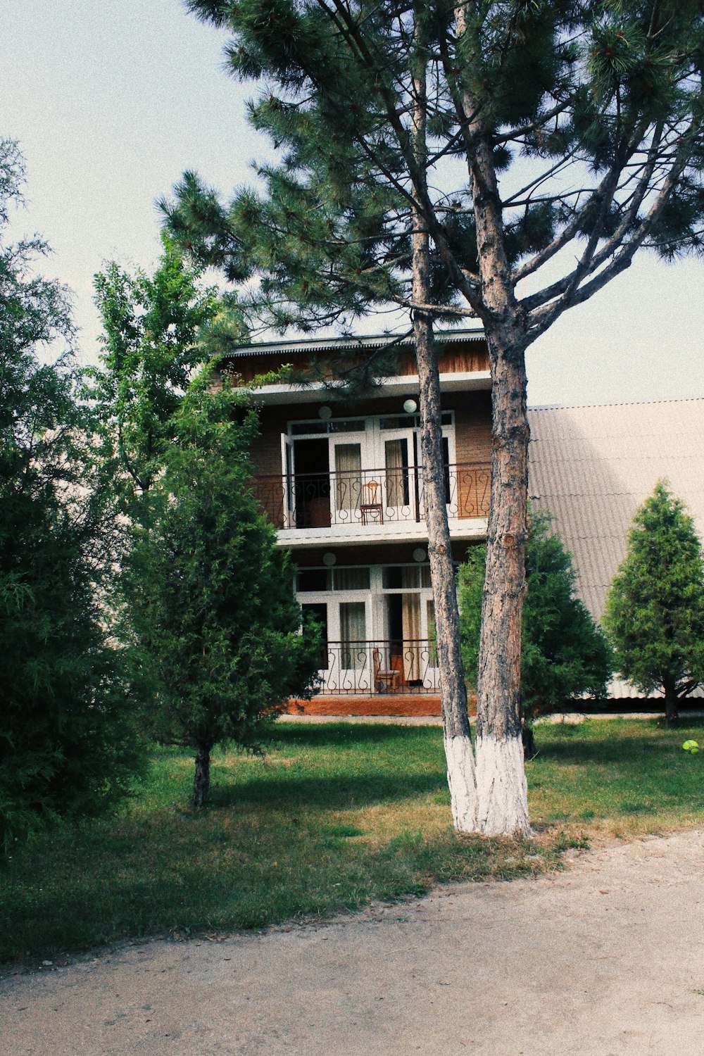 a house with trees around it