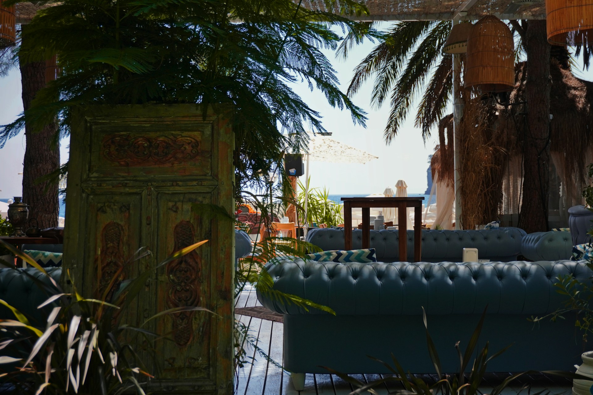 a pool in a tropical area