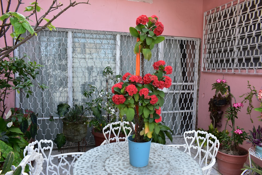 a table with flowers on it