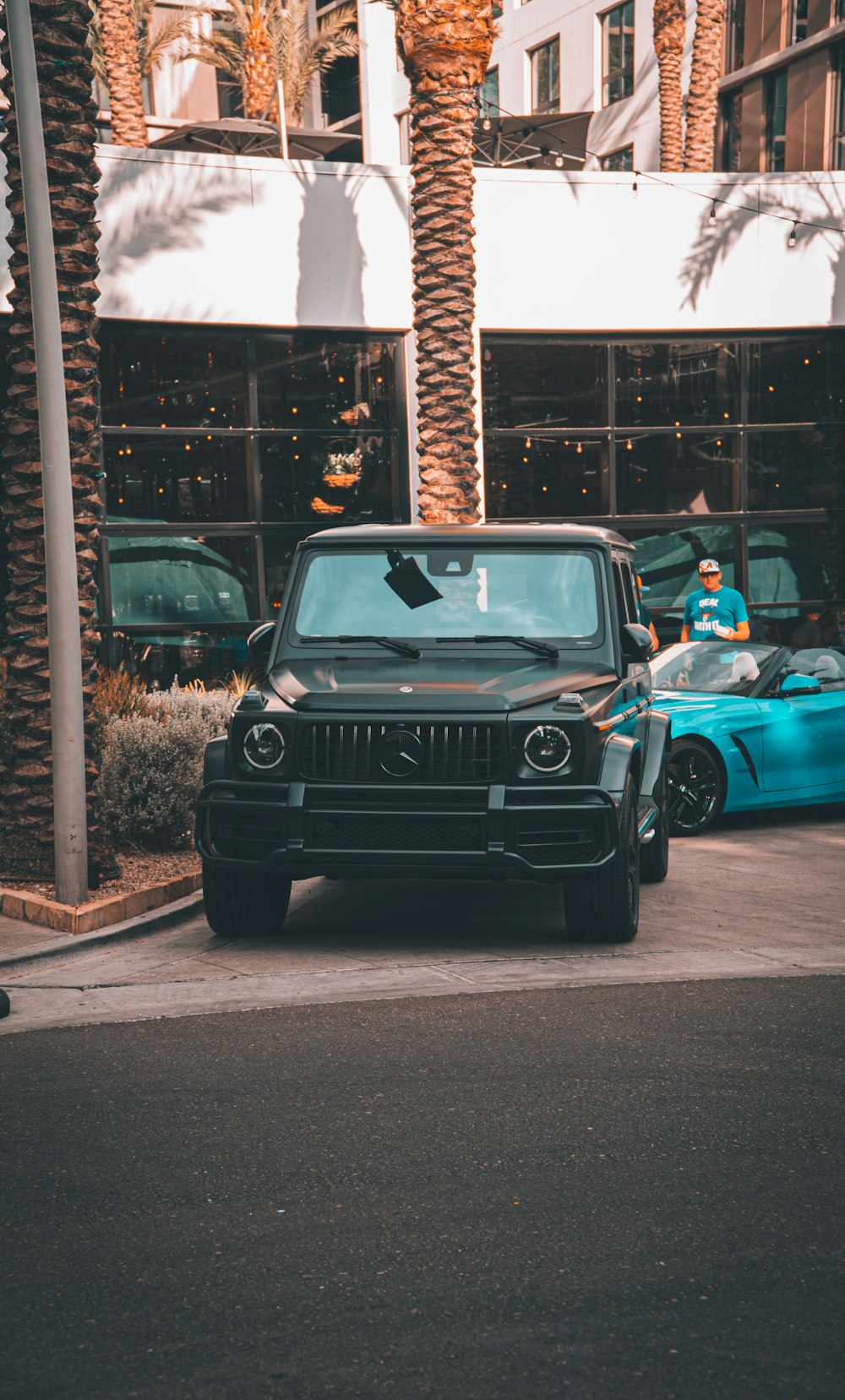 a car parked on the side of a street