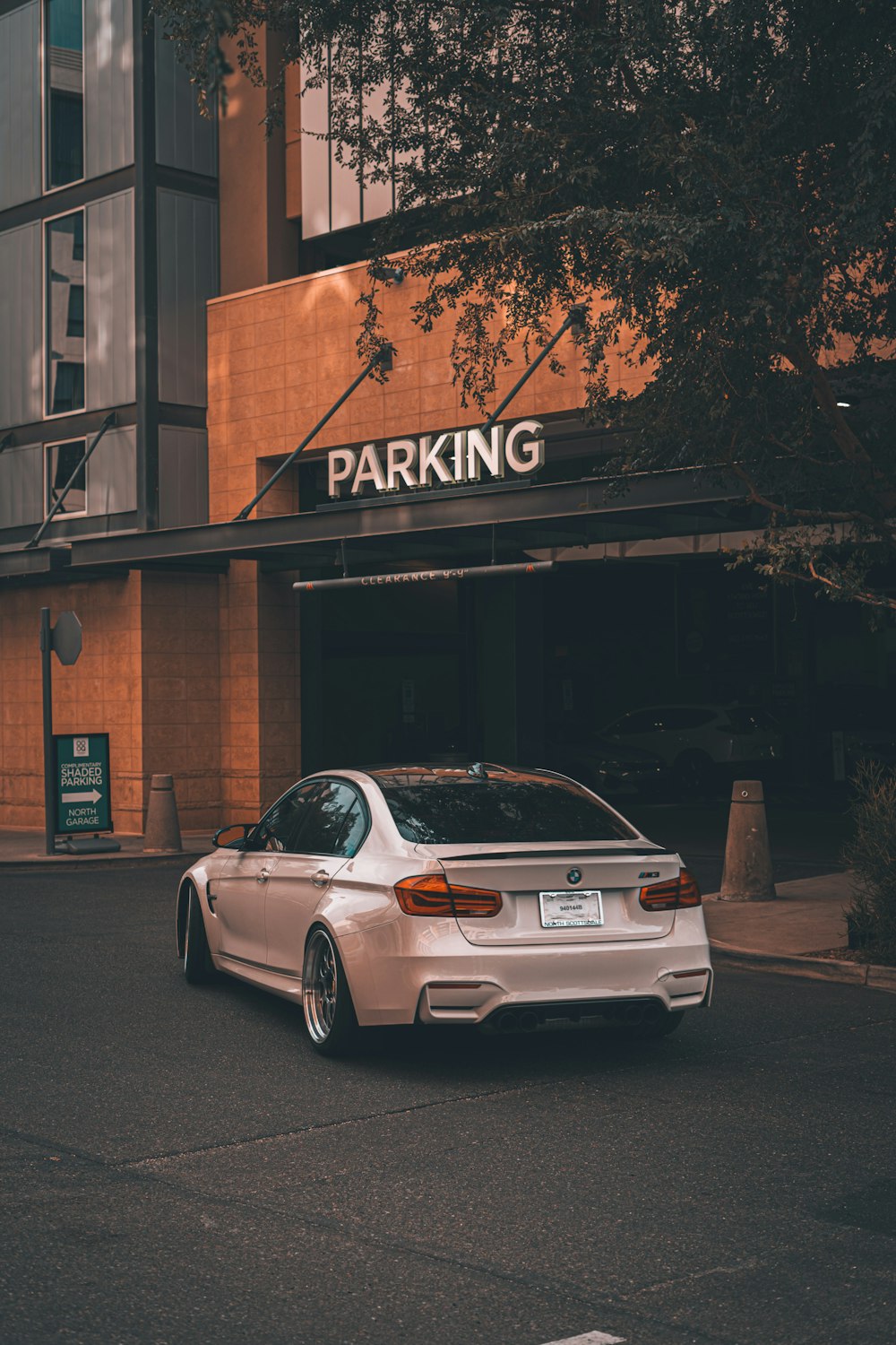 a car parked in front of a building