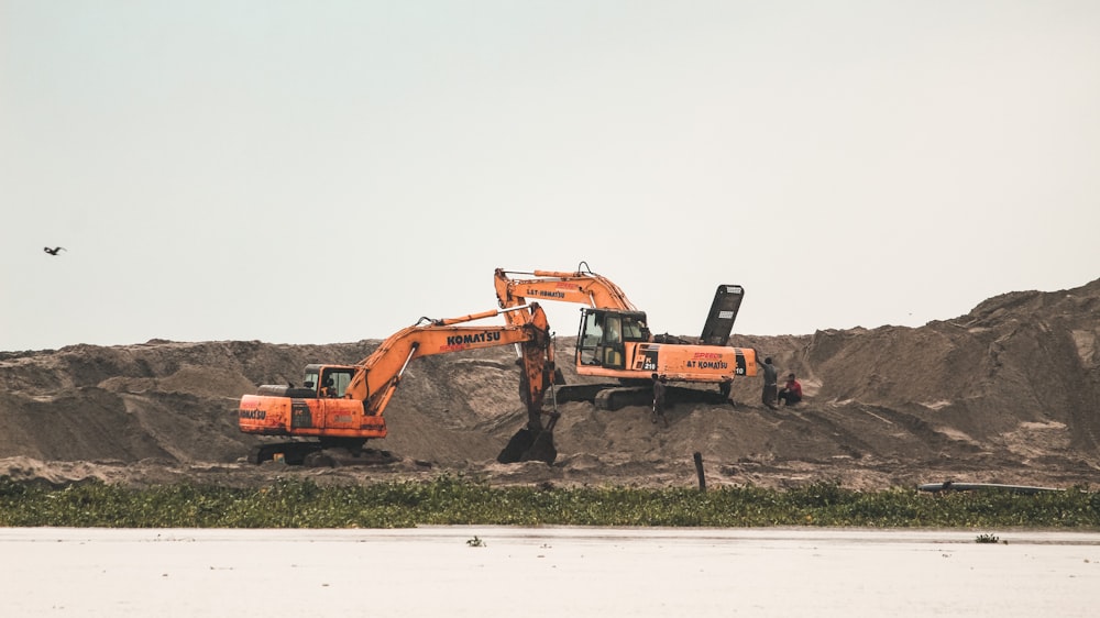 a construction vehicle on a hill