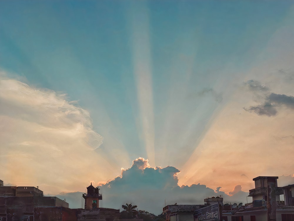 a rainbow in the sky