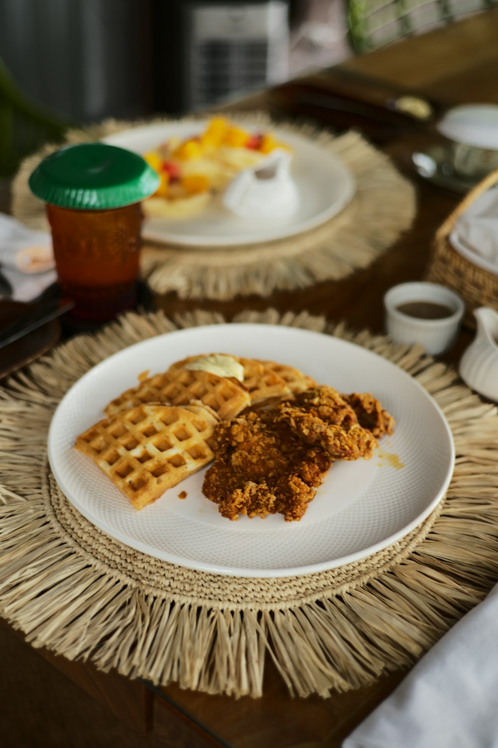 a basket of food on a table