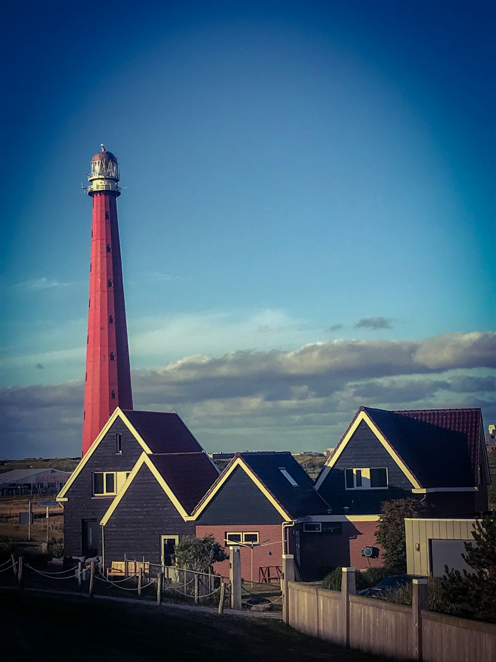 a lighthouse in a town