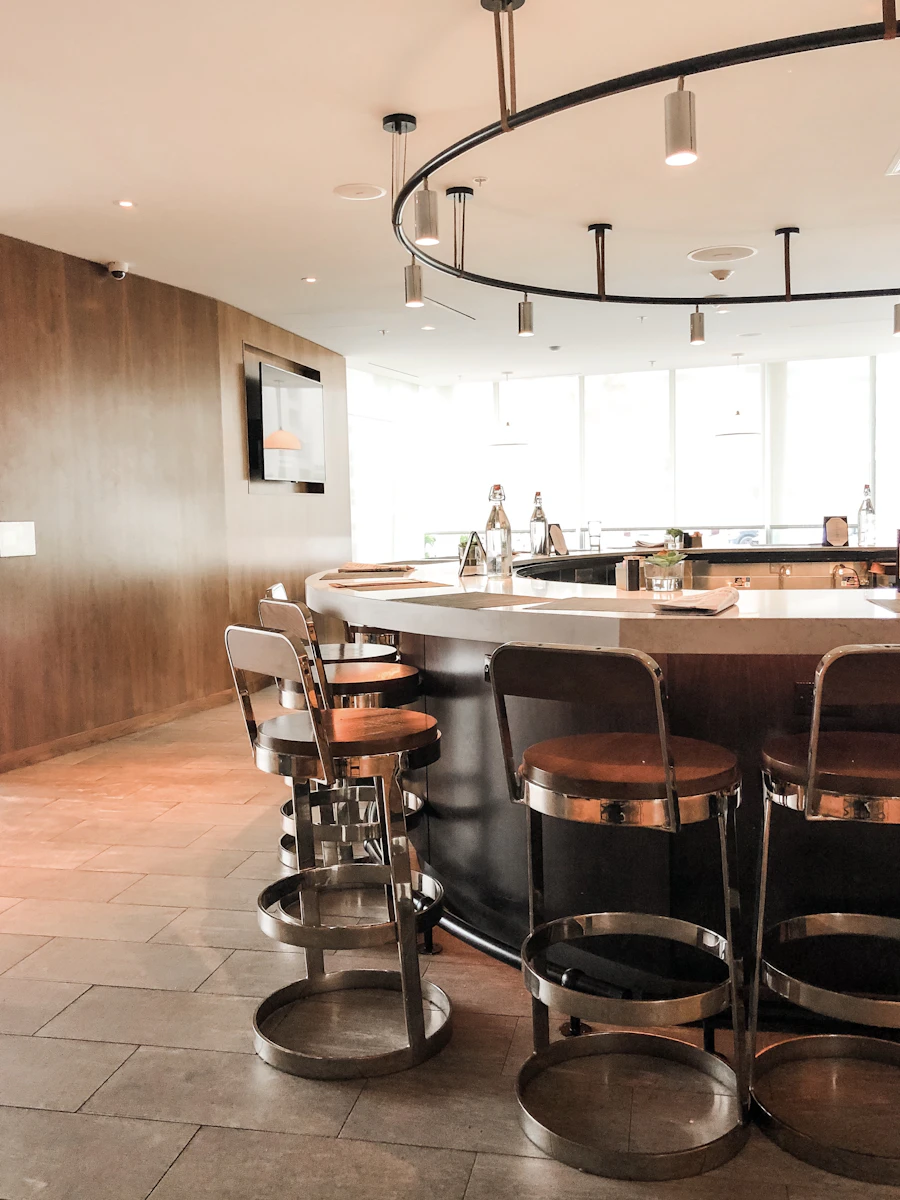 Bar counter with stools inside the lounge