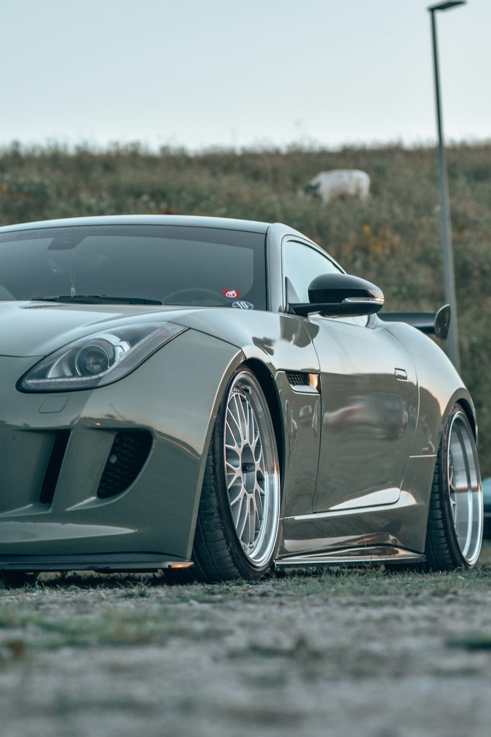 a car parked in a field